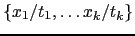 $ \{x_1/t_1, \ldots x_k/t_k\}$