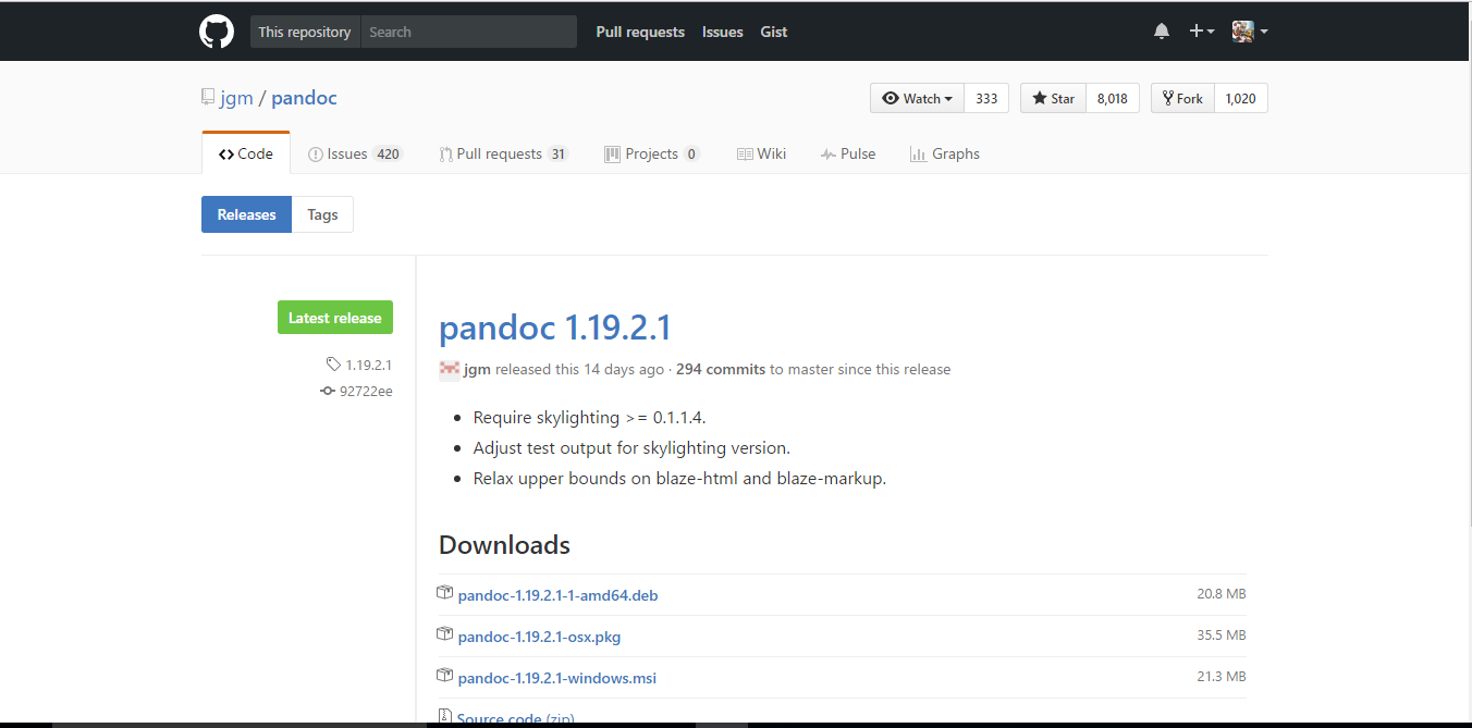 Github de Pandoc